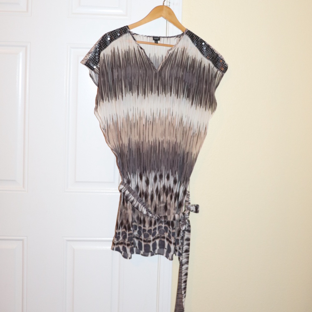 Esprit See Through Slip on Dress With Matching Waist Tie NWOT